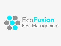 EcoFusion Pest Management logo with blue and gray dots next to the company name.