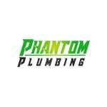 "Phantom Plumbing logo with green and black text on a white background."