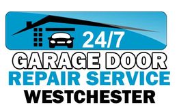 24/7 Garage Door Repair Service Westchester logo with car and house silhouette.