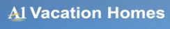 "Logo of A1 Vacation Homes on a blue background."