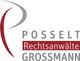 Logo von Possetl und Grossmann Rechtsanwälte mit stilisiertem "P" und Firmenname in Grau und Rot.