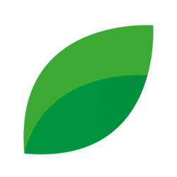 Grünes Blatt-Symbol auf weißem Hintergrund.
