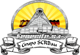 Logo von CR-Bau Teneriffa mit pyramidenartigem Design und spanischer und deutscher Flagge.