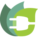 To grønne blade med et hvidt stik.