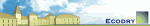 Gebäude mit blauem Himmel, Schriftzug "ECODRY" und einem runden grünen Logo rechts.
