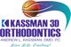 Logo of Kassman 3D Orthodontics with a basketball and the slogan "Live Life Smiling!"