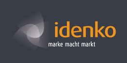 Logo mit Schriftzug "idenko" in Orange und "marke macht markt" in Weiß auf dunklem Hintergrund.