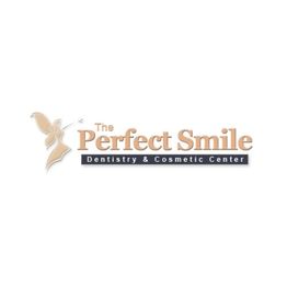 Logo for The Perfect Smile Dentistry & Cosmetic Center with a stylized dental fairy graphic.