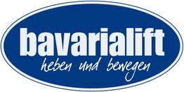 Blaues Oval mit weißem Text: "bavarialift heben und bewegen".