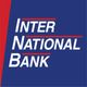 Inter National Bank logo, text in white on a blue and red background.