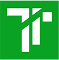 White geometric shapes on a green background, resembling the initials "TT."