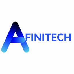 Logo "AFINITECH" avec un grand "A" bleu en dégradé.