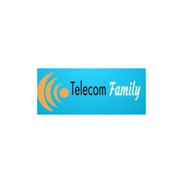 Blue Telecom Family logo with orange signal waves.