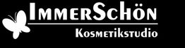 Schwarzes Logo mit weißem Text "ImmerSchön Kosmetikstudio" und Schmetterlingsmotiv.