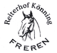Logo mit Pferdekopf, Text "Reiterhof Könning Freren" in einem Kreis um das Pferd herum.