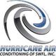 Logo of Hurricane Air Conditioning with a swirling design in blue and gray.