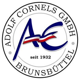 Logo von Adolf Cornels GmbH, Brunsbüttel, mit blau-rotem "AC" und Text "seit 1932".