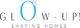 Stylized text logo: "Glow-Up! Shaping Homes" with a blue 'O' and star accents.