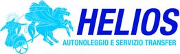 Logo Helios con carro, cavalli alati e testo "Autonoleggio e Servizio Transfer".