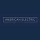 Logo displaying "American Electric Lofts" on a dark blue background in simple, white font.