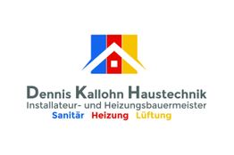 Logo von Dennis Kallohn Haustechnik: Sanitär, Heizung, Lüftung in Blau, Rot und Gelb.