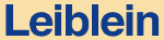 Blauer Schriftzug "Leiblein" auf hellbeigem Hintergrund.