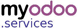 Logo mit Text "myodoo .services" in Schwarz und Lila auf weißem Hintergrund.