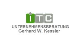 Logo der ITC Unternehmensberatung, Gerhard W. Kessler, Buchstaben in Grün und Grau.