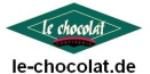 Logo von le-chocolat.de mit grünem Hintergrund und weißer Schrift. Text: "le chocolat".