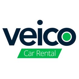 Logo de "veico Car Rental" con texto en negro y verde sobre fondo blanco.