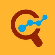 Vergrootglas met blauwe stippen en lijnen op oranje achtergrond.