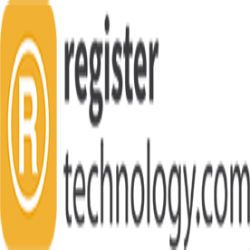 Logo with a yellow "R" circle and "register technology.com" in black text.