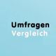 Text "Umfragen Vergleich" auf blauem Hintergrund.