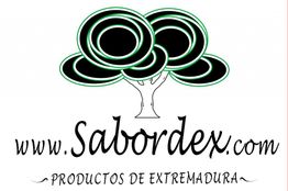 Logo de Sabordex con árboles y texto: "www.sabordex.com Productos de Extremadura".