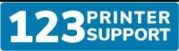 Blue sign with "123 Printer Support" in bold white text.