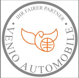 Logo mit einem Vogel und einem Ball, Text: "Ihr fairer Partner - Venio Automobile".