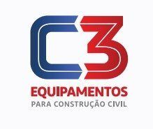 Logotipo com texto "C3 Equipamentos para Construção Civil" em azul e vermelho.