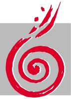 Rotes Spiraldesign auf grauem Hintergrund, mit dynamischen Linien nach oben.