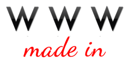Texto "WWW made in" en negro y rojo. Fondo transparente.