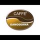Logo ovale marrone con scritte "Caffè Ganoderma" al centro, sfumature ondeggianti.