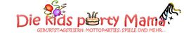 "Logo mit Text: Die Kids Party Mama. Geburtstagsfeiern, Mottopartys, Spiele und mehr."