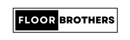 Schwarz-weißes Logo mit der Aufschrift "Floor Brothers" in einem rechteckigen Rahmen.