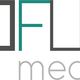 Logo mit Text: "FLE media" in grauen und grünen Buchstaben. Links ein stilisiertes Sprechblasen-Icon.
