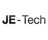 "JE-Tech-Logo mit schwarzem Text auf weißem Hintergrund."