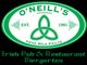 O'Neill's Logo mit kleeblattartigen Symbolen, "Irish Pub & Restaurant Biergarten" Text.