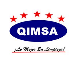 Logo de QIMSA, cinco estrellas rojas, texto inferior: "¡Lo Mejor En Limpieza!".