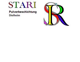 Buntes Logo mit dem Text: STARI Pulverbeschichtung Dielheim.