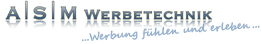 Logo mit Text: "ASIM Werbetechnik ...Werbung perfekt inszenieren...".
