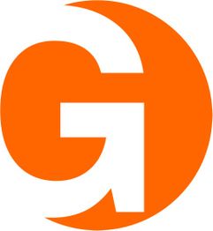 Logo con letra "a" blanca estilizada dentro de un círculo naranja.