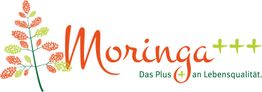 Moringa-Logo mit Baumgrafik und Slogan: "Das Plus an Lebensqualität."